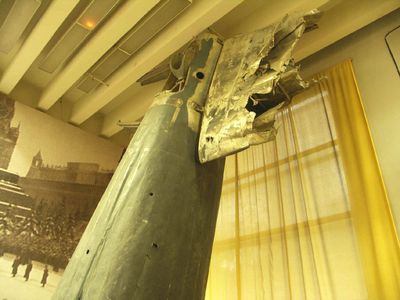 Tail of shot down aircraft
