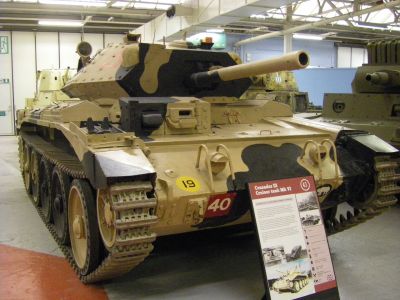 Crusader III
WW2 Desert warfare section - The Tank, Cruiser, Mk VI or A15 Crusader was one of the primary British cruiser tanks of the early part Second World War and perhaps the most important British tank of the North African Campaign. The Crusader's mobility made it a favourite of British tank crews and its Ordnance QF 6 pounder main gun made it more than a match for the early Panzer III and Panzer IV tanks it faced in combat. Retained in service because of delays with its replacement, by late 1942 the lack of armament upgrade combined with the presence of Tiger I Tanks among the Afrika Korps and overheating problems caused by the high temperatures of the desert, led to the design being phased out in favour of the new US-supplied Sherman medium tank
