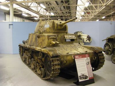 M14/41 Italian tank
The tank was first employed in the North African Campaign where its shortcomings quickly became apparent. The vehicle was unreliable, cramped, and caught fire easily when hit. Following the withdrawal of Italian forces from North Africa the M14/41 was rarely encountered, though many captured vehicles were pressed into service by British and Australian forces to fill the serious shortage of allied tanks in 1941. These vehicles did not remain in Allied service for long.
