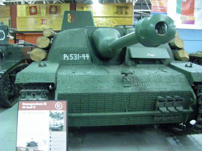 Finnish StuG III 40 Ausf G
The final and by far the most common of the StuG series. The Sturmgesch�tz III (StuG III) assault gun was Germany's most produced armoured fighting vehicle during World War II. It was built on the chassis of the proven Panzer III tank. Initially intended as a mobile, armoured light gun for infantry support, the StuG was continually modified and was widely employed as a tank destroyer.
