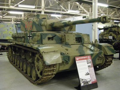 Pz IV 
Designed as an infantry-support tank, the Panzer IV was not originally intended to engage enemy armor�that function was performed by the lighter Panzer III. However, with the flaws of pre-war doctrine becoming apparent and in the face of Soviet T-34 tanks, the Panzer IV soon assumed the tank-fighting role of its increasingly obsolete cousin. The most widely manufactured and deployed German tank of the Second World War
