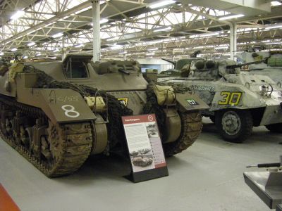 RAM Kangaroo
A Kangaroo was a World War II Commonwealth or British armoured personnel carrier (APC), created by conversion of a tank chassis. Created as an expedient measure by the Canadian Army, the Kangaroos were so successful that they were soon being used by British forces as well. Their ability to manoeuvre in the field with the tanks was a major advantage over earlier designs, and led to the dedicated APC designs that were introduced by almost all armies immediately after the war.
