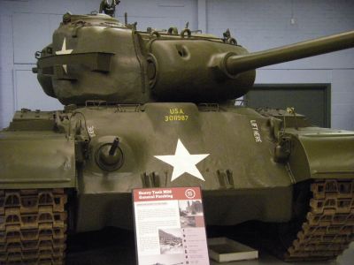 M26 Peshing
The Pershing was the first operational heavy tank of the US Army; originally designated the T26, the tank ended its service as the M26 Pershing medium tank. Named after General John J. Pershing who led the American Expeditionary Force in Europe in World War I, it was briefly used both in World War II and in the Korean War. Intended as an improvement of the M4 Sherman, the prolonged time of development meant only a small number saw combat in the European theater, most notably the 9th Armored Division's dramatic dash to take the Bridge at Remagen. 
