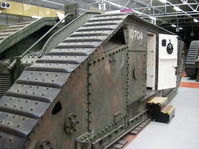 WW1 British tanks
The British Mark I-V series were tracked vehicles developed by the British Army during the First World War, and the world's first combat tanks. Born of the need to break the domination of trenches and machine guns over the battlefields of the Western Front, they were the first vehicles to be named "tank", a name chosen as an expedient to maintain secrecy and to disguise its true purpose. It was developed to be able to cross trenches, resist small-arms fire, travel over difficult terrain
