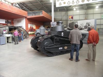FT 17
The Renault FT was a French light tank produced from 1917. It was the first operational tank with its armament in a fully rotating turret, and its configuration with the turret on top, engine in the back and the driver in front became the classic one, repeated in most tanks until today; indeed so familiar to modern eyes we can now only with difficulty understand its once-revolutionary nature
