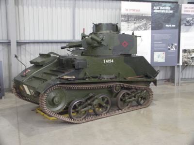 Mk VI
The Tank, Light, Mk VI was a British light tank, produced by Vickers-Armstrongs in the late 1930s, which saw service during World War II. The Tank, Light, Mk VI was the sixth in the line of light tanks built by Vickers-Armstrongs for the British Army during the interwar period. The company had achieved a degree of standardization with their previous five models, and the Mark VI was identical in all but a few respects
