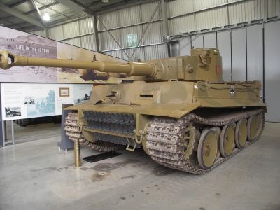 The Tiger I
The Tiger I had frontal hull armour 100 mm (3.9 in) thick and frontal turret armour of 120 mm (4.7 in), as opposed to the 80 mm (3.1 in) frontal hull and 50 mm (2 in) frontal turret armour of contemporary models of the Panzer IV
