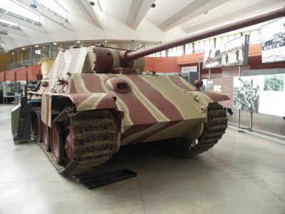 Panther
The Panther was also far cheaper to produce than the Tiger tanks, and only slightly more expensive than the Panzer IV, as its design came to fruition when the Reich Ministry of Armament and War Production was making great efforts to increase war production. Key elements of the Panther design, such as its armor, transmission, and final drive, were compromises made specifically to improve production rates and address Germany's war shortages, whereas other elements such as its highly compact engine and its complex suspension system remained with their elegant but complicated engineering
