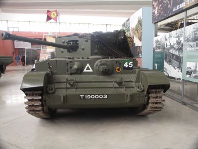Cromwell
The Cromwell tank, named after the English Civil War leader Oliver Cromwell, was the first tank put into service by the British to combine a dual-purpose gun, high speed from the powerful and reliable Meteor engine, and reasonable armour, all in one balanced package. Its design formed the basis of the Comet tank.
