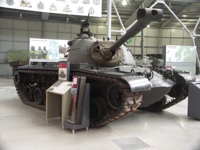 M48
The M48 Patton tank was designed to replace the previous M47 Pattons and M4 Shermans. Although largely resembling the M47, the M48 Patton was a completely new tank design. Some M48A5 models served well into the 1980s with American forces, and many various M48 Patton models remain in service in other countries. The M48 was the last U.S. tank to mount the 90 mm tank gun, with the last model, the M48A5, being upgraded to carry the new standard weapon of the M60, the 105mm gun
