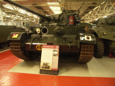 Tank, Cruiser, Comet I (A34) 
The Tank, Cruiser, Comet I (A34) was a British cruiser tank that first saw use near the end of World War II. It was designed to provide greater anti-tank capability to Cromwell tank squadrons. It was armed with the 77mm HV which was effective against late war German tanks and a superior weapon to the 75mm gun of the Panther when firing APDS rounds.[2] As a development of the Cromwell, it was an interim design before the Centurion tank.
