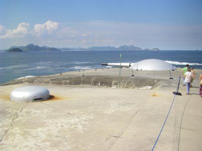 Images from Fort Copacabana, Rio 305mm (12 inch) Krupp cannons,
[url=http://en.wikipedia.org/wiki/Fort_Copacabana]Fort Copacabana, Rio[/url] The Fort has two cupolas, one with 2x 305mm Krupp cannons, and the other 2x 190mm Krupp cannons. The cupola with the 305mm guns is behind and above that of the 190mm guns so that it can fire over them. The 305mm Krupp guns could fire a shell of some 445 kg a distance of up to 23 km. 
