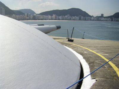 Images from Fort Copacabana, Rio 305mm (12 inch) Krupp cannons,
[url=http://en.wikipedia.org/wiki/Fort_Copacabana]Fort Copacabana, Rio[/url] contains the Museum of the History of the Brazilian Army and a coastal defense fort, Fort Copacabana. Tis is the view the 305mm guns have of Copacabana bay
