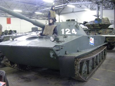 PT76B
The PT-76 is a Soviet amphibious light tank that was introduced in the early 1950s and soon became the standard reconnaissance tank of the Soviet Army and the other Warsaw Pact armed forces. It was widely exported to other friendly states, like India, Iraq, Syria, North Korea and North Vietnam. Overall, some 25 countries used the PT-76

