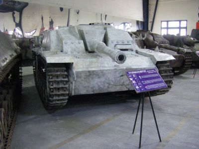 StuG
 The StuG III was initially designated "StuG" but with the creation of the StuG IV it was re-designated the "StuG III" to distinguish the two. Initially they were intended as a mobile, armored gun platform, providing close fire support to the infantry to destroy bunkers, pillboxes and other entrenched positions. As the war progressed a number of aspects of the StuG series made them a valued supplement to the panzer forces.
