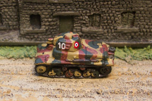 French Hotchkiss H35
From [url=http://www.pithead-miniatures.tk/]Pithead Miniatures[/url] The Hotchkiss H35 tank was issued to French BCC ( Battalions Chars de Combat ) units 13e and 38e in the French order of Battle of May 1940 . This early version of the light tank Armed with a short 37 mm SA 18 gun lost out to the Renault model R35 and was produced in smaller numbers. The later improved model H39 however was produced in greater numbers . The H35 had a 2 man crew it had a relatively slow top speed of 28Km / Hr. 
Keywords:  French