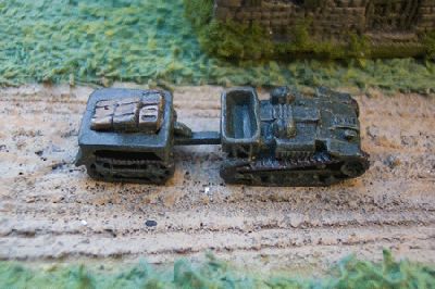 French UE Tractor
From [url=http://www.pithead-miniatures.tk/]Pithead Miniatures[/url] The Renault UE tractor was the most common armored vehicle seen in the French army. It was used as an armoured carrier to tow tracked munitions trailers, 81mm mortars and 25mm anti tank guns . These vehicles were also produced under license in Rumania for their army and designated the “ Malaxa” tractor 
Keywords:  French