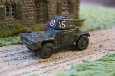 French Panhard P175
From [url=http://www.pithead-miniatures.tk/]Pithead Miniatures[/url]  The Panhard P178 armoured car was a modern design armed with a 25mm anti tank cannon. These vehicles were used by French cavalry formations and by the reconnaissance units of Infantry divisions. Many captured vehicles were also used by the German army during the early Russian campaign. 
Keywords:  French German