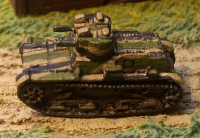 Polish 7TP- A 6 Ton tank  
From [url=http://www.pithead-miniatures.tk/] Pithead Miniatures[/url], This twin turreted tank was armed with two browning machine guns and was designated the 7TPdw these tanks were known to be used by the second company of the first tank battalion in September 1939.
Keywords:  Polish