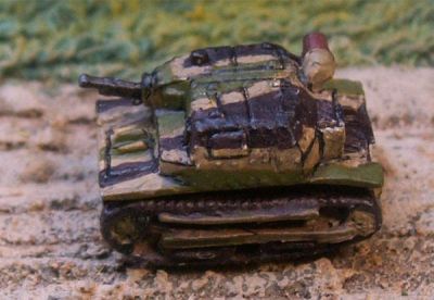 Polish TkS Tankette
From [url=http://www.pithead-miniatures.tk/] Pithead Miniatures[/url], The TKS was an up-armored version of TK-3 tankette . 390 were produced from 1934, at the Ursus works until September of 1939. The TKS was powered by a license-produced Polski Fiat 122B engine and featured many modifications including strengthened suspension.Like the TK3 the armament consisted of single 7.92mm wz.25 (late) or wz.30 (early) machine gun and its armor protection ranged from 3-10mm . TKS tanks were used by Polish cavalry units assigned to infantry Divisions
Keywords:  Polish